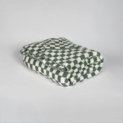 Baby's Breath & Forest Green Check Print Throw