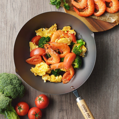 YOSHIKAWA Cook-Pal Ren Nitrierter Carbonstahl Beijing Wok 36cm - Japan