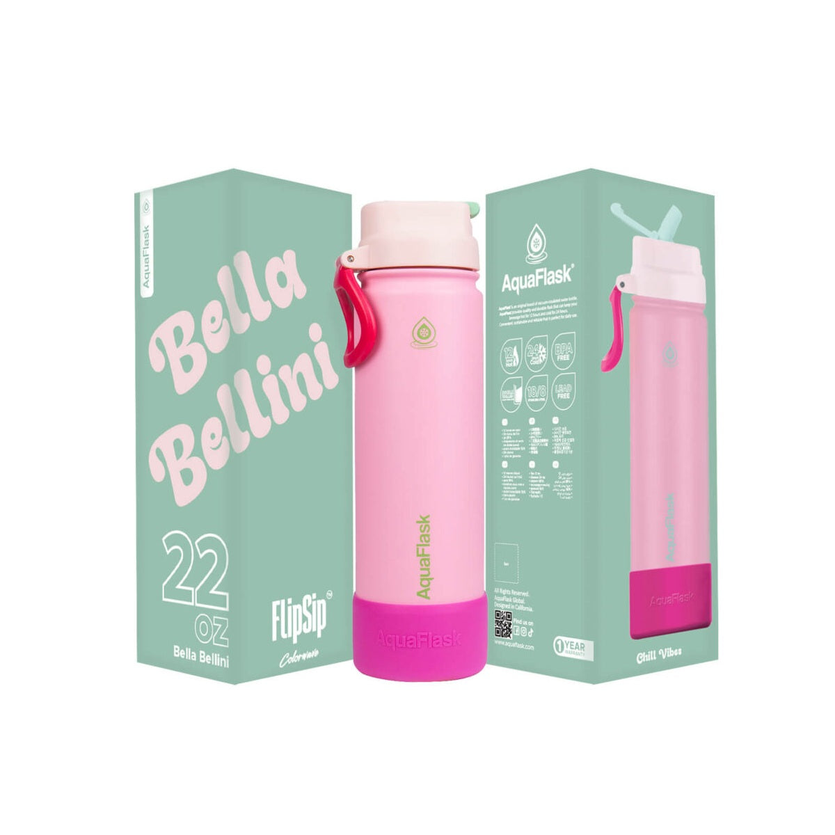 AquaFlask (22oz) Colorwave Flip Sip Isolierte Wasserflasche Doppelwandiger Edelstahl Heiß- & Kaltgetränke