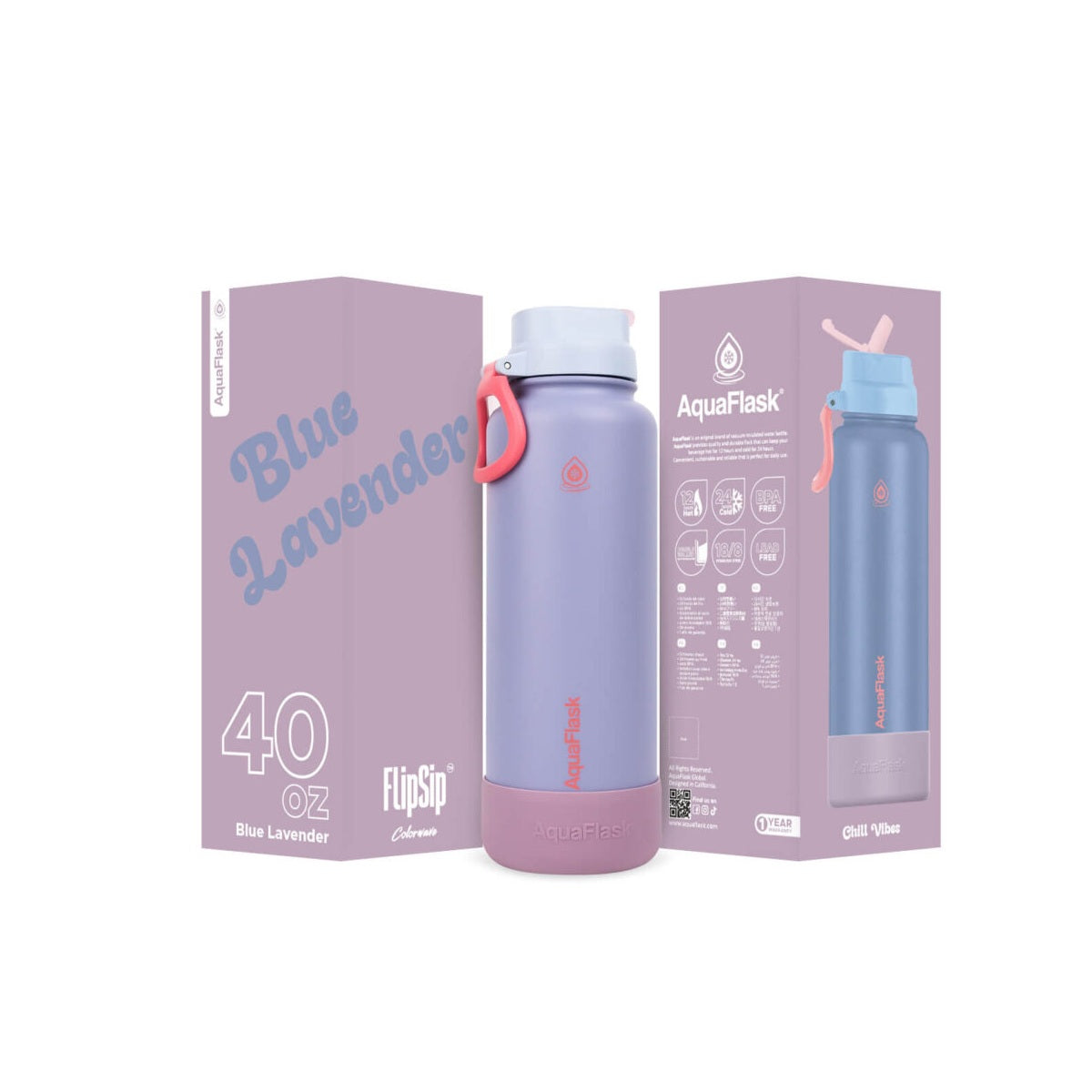 AquaFlask Colorwave 40oz Flip Sip Flasche – Isolierte Edelstahl-Trinkflasche