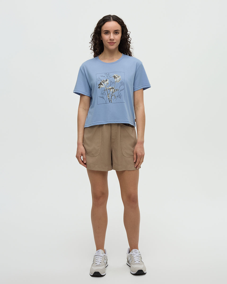 Florales bauchfreies T-Shirt