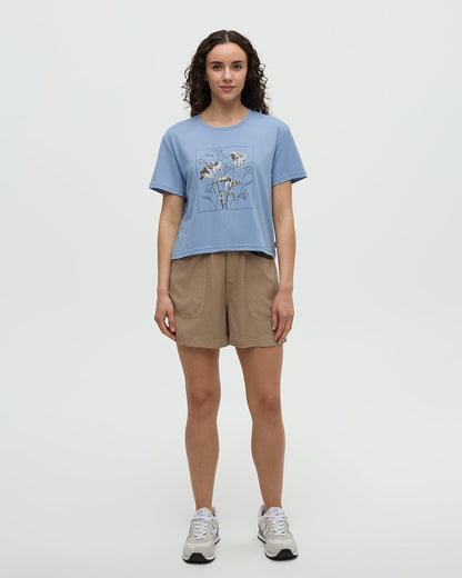 Florales bauchfreies T-Shirt