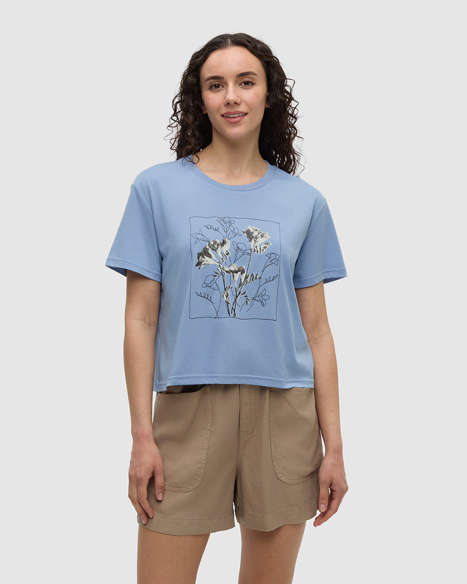 Florales bauchfreies T-Shirt