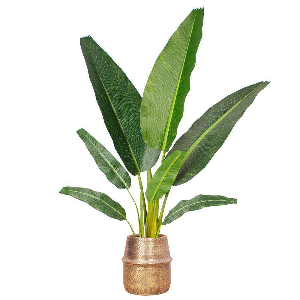 Bonita - Blumenkübel aus Rattan mit Messingoberfläche