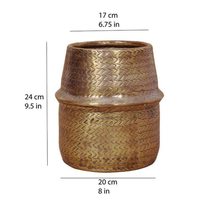Bonita - Blumenkübel aus Rattan mit Messingoberfläche