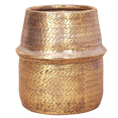 Bonita - Blumenkübel aus Rattan mit Messingoberfläche