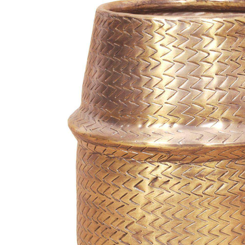 Bonita - Blumenkübel aus Rattan mit Messingoberfläche