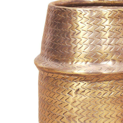 Bonita - Blumenkübel aus Rattan mit Messingoberfläche