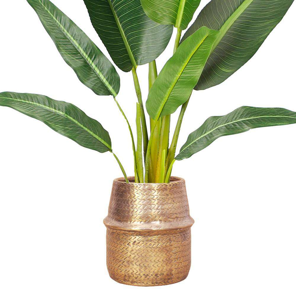 Bonita - Blumenkübel aus Rattan mit Messingoberfläche