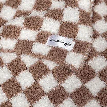 Chocolate Milk & White Check Print Lovey