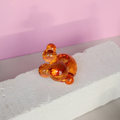 Blasen-Kristallglas-Kerzenhalter – Orange Dekorative Skulptur