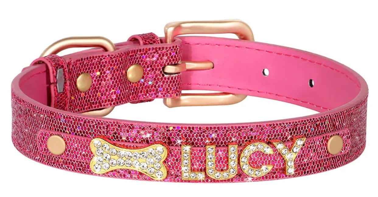 Flamingo Crown Name Dog Collar | Customized Dog Collar