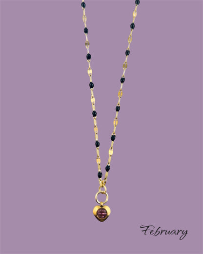 Heart Stone Necklaces in gold - various birthstone colours