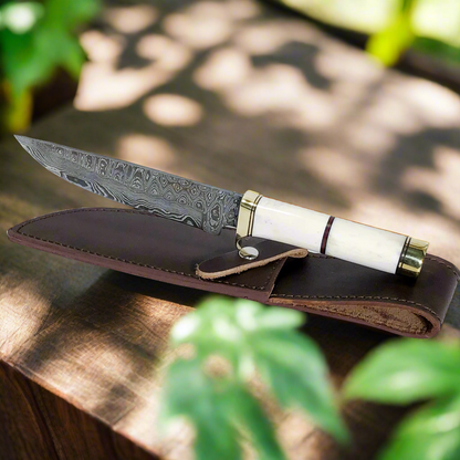 Haruto Bowie-Messer - Kamelknochengriff 7,5 Zoll mit Lederscheide