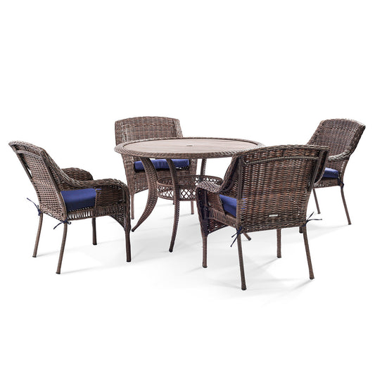 Cambridge 5-Piece Outdoor Wicker Dining Set - AURABAGS SHOP