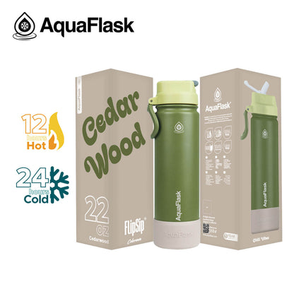 AquaFlask (22oz) Colorwave Flip Sip Isolierte Wasserflasche Doppelwandiger Edelstahl Heiß- & Kaltgetränke