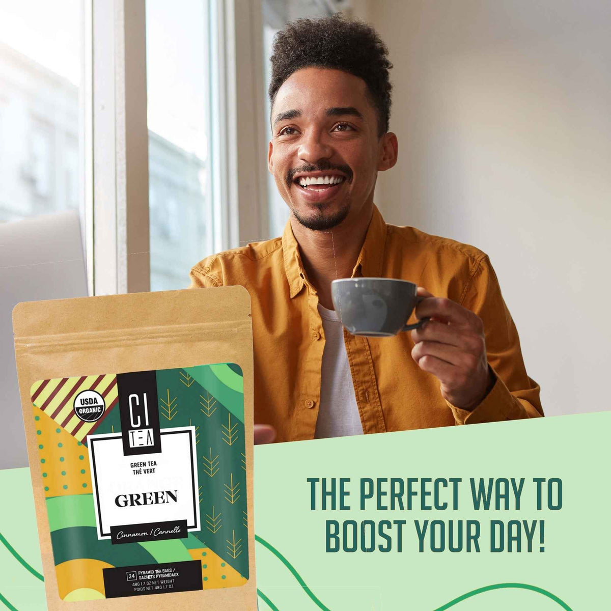 Organic Green tea with Cinnamon - 24 Pyramid Tea Bags