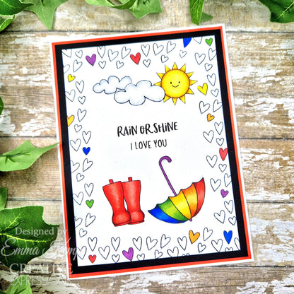 Creative Expressions Jane's Doodles Rain or Shine 4 in x 6 in Clear Stamp Set