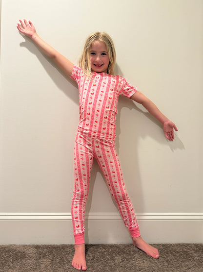 Kinder Rosa Erdbeer- & Kirschschleifen Pyjamahose