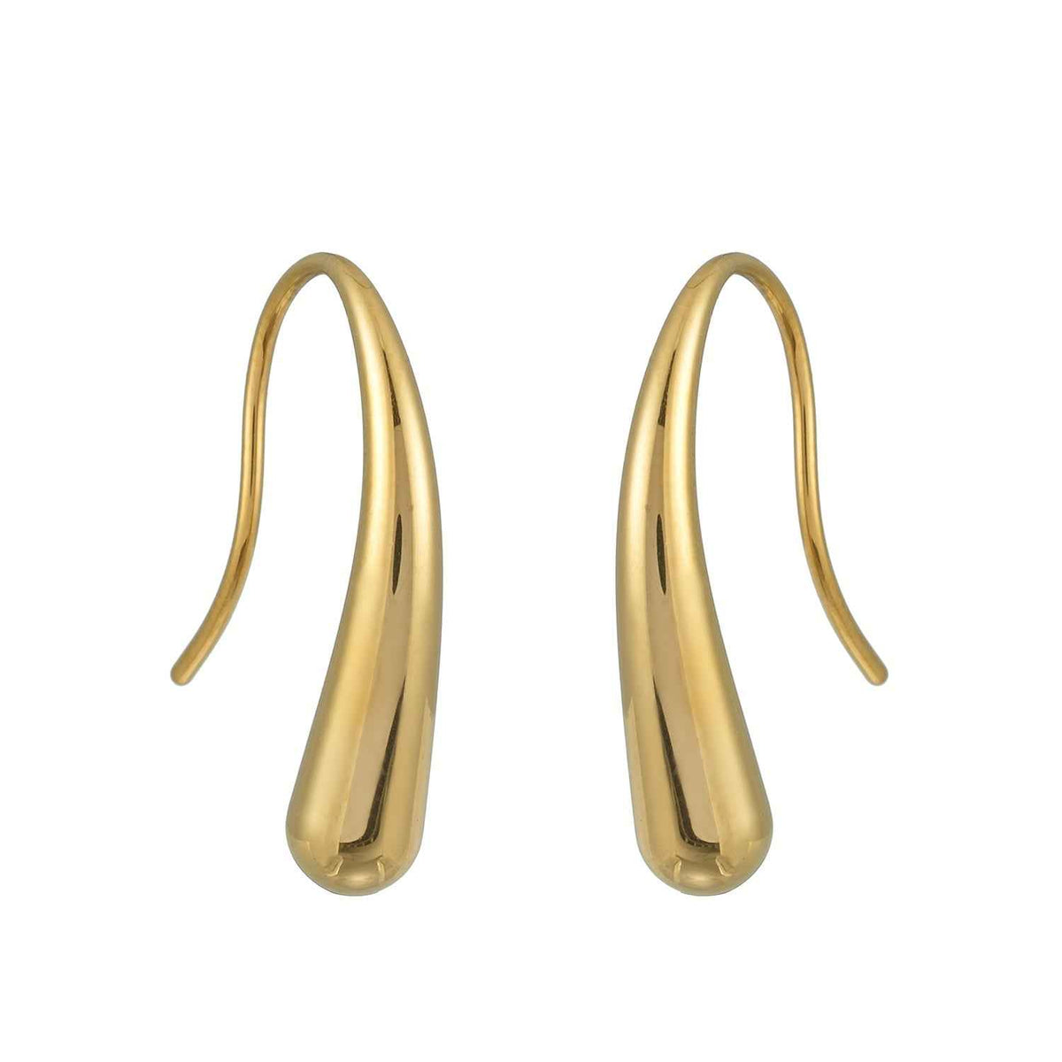 CLARA Gold: Swirl Tail Hoop Earrings – Minimalist Fluid Curve Design
