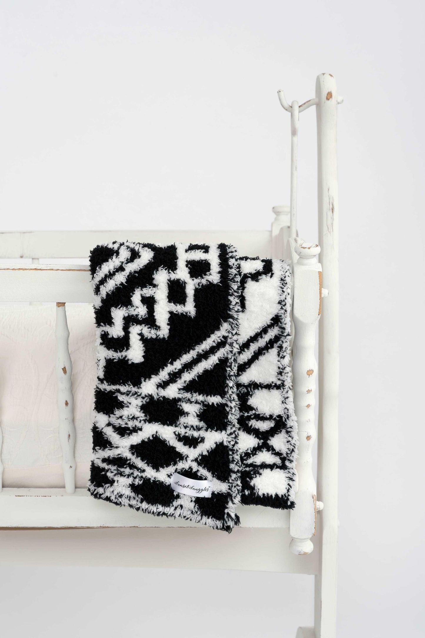 Schwarz-weißes Diamant-Kuscheltuch/-Decke für Babys