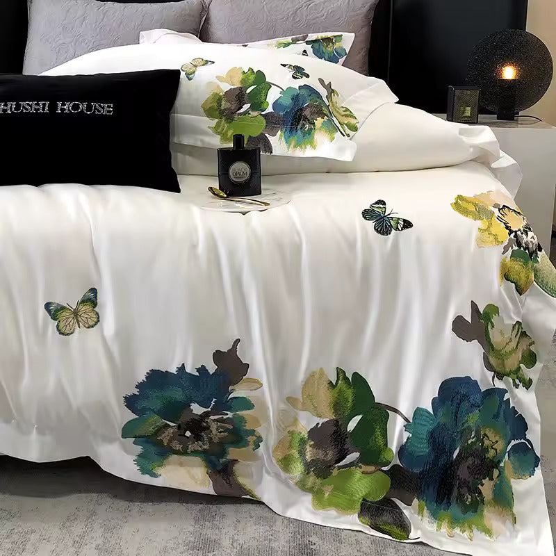 Bettwäsche-Set Marigold aus ägyptischer Baumwolle, 800 TC – Weiß