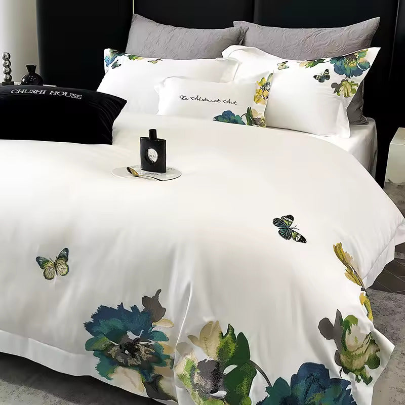 Bettwäsche-Set Marigold aus ägyptischer Baumwolle, 800 TC – Weiß