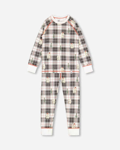 Organic Cotton Kids Christmas Family Two Piece Printed Polar Bear Pajama Set