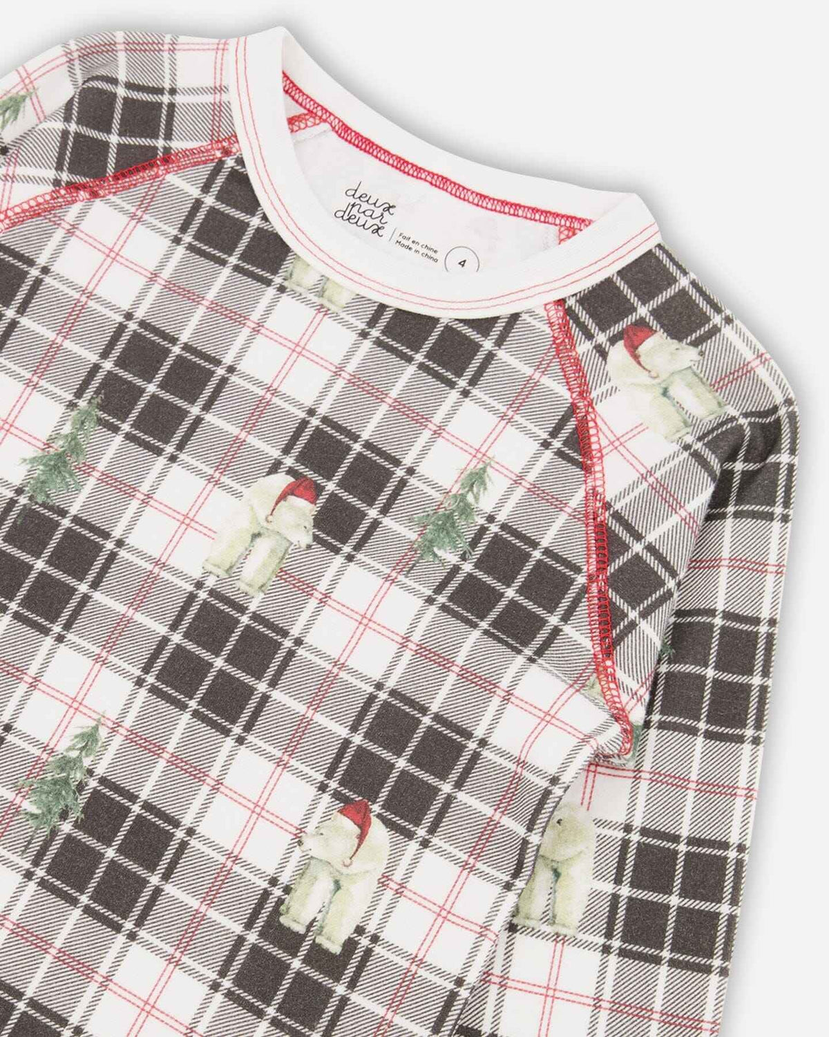 Organic Cotton Kids Christmas Family Two Piece Printed Polar Bear Pajama Set