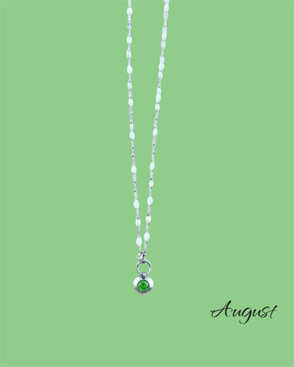 Heart Stone Necklaces in silver - various birthstone colours