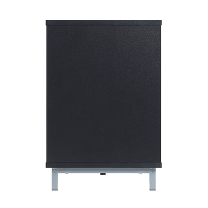 Firey 60" TV-Schrank/Kamin mit Glasablagen – Schwarz Hochglanz