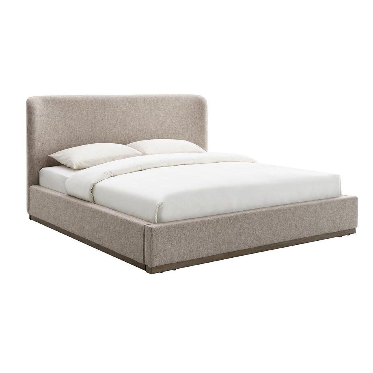 Polsterbett Faye mit geschwungenem Kopfteil – Perfect Taupe