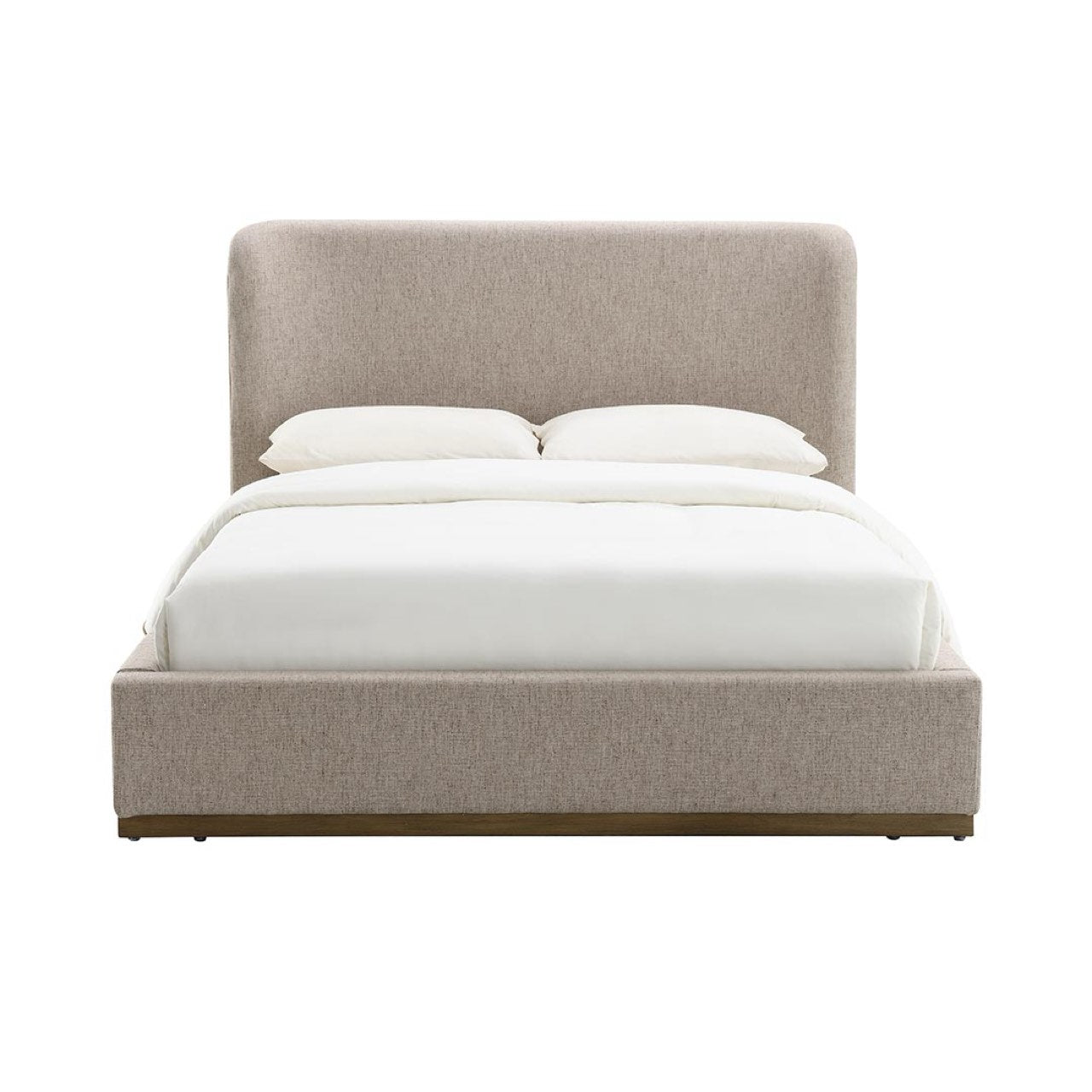 Polsterbett Faye mit geschwungenem Kopfteil – Perfect Taupe