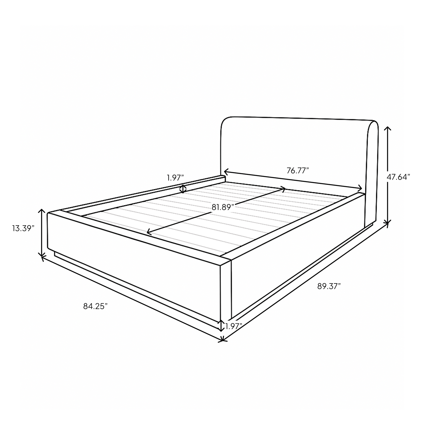 Polsterbett Faye mit geschwungenem Kopfteil – Perfect Taupe