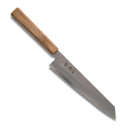 Ginrei Silver 3-Layer Nashiji Kiritsuke Gyuto Knife Olive Wood Handle