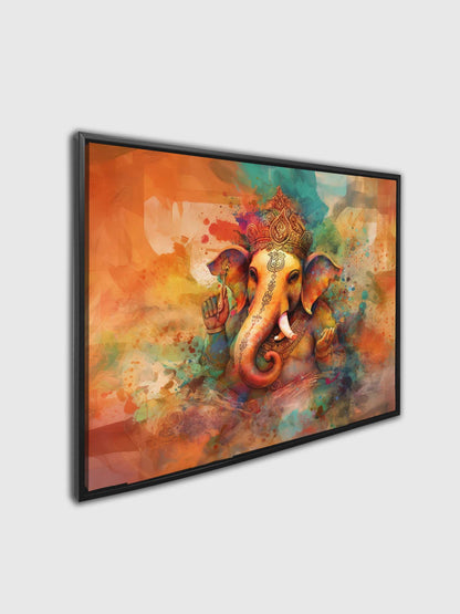 Wandkunst-Ganesh-Leinwand-Indische Kunst-Spirituelle Wanddekoration