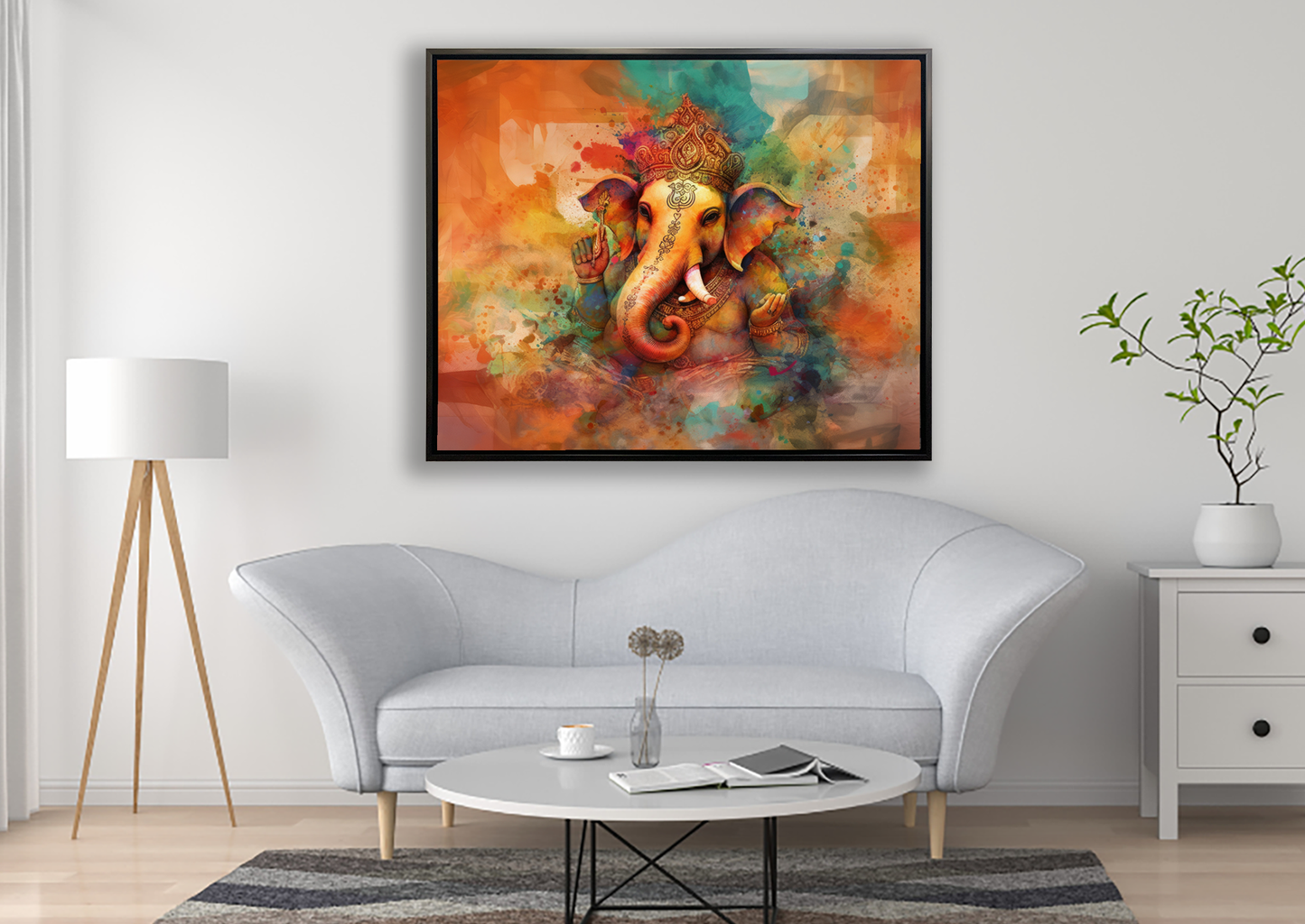 Wandkunst-Ganesh-Leinwand-Indische Kunst-Spirituelle Wanddekoration