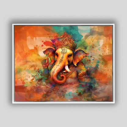 Wandkunst-Ganesh-Leinwand-Indische Kunst-Spirituelle Wanddekoration