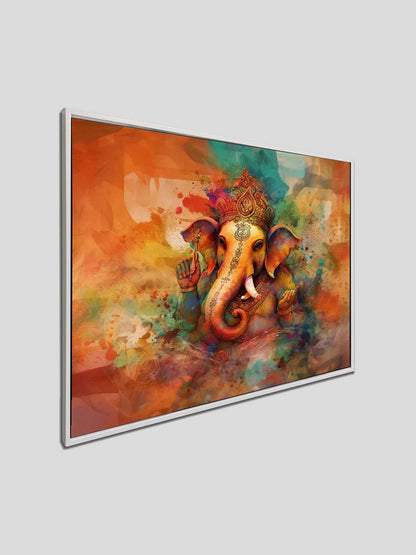 Wandkunst-Ganesh-Leinwand-Indische Kunst-Spirituelle Wanddekoration