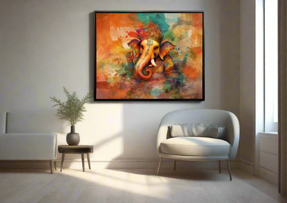 Wandkunst-Ganesh-Leinwand-Indische Kunst-Spirituelle Wanddekoration
