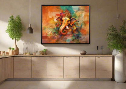 Wandkunst-Ganesh-Leinwand-Indische Kunst-Spirituelle Wanddekoration