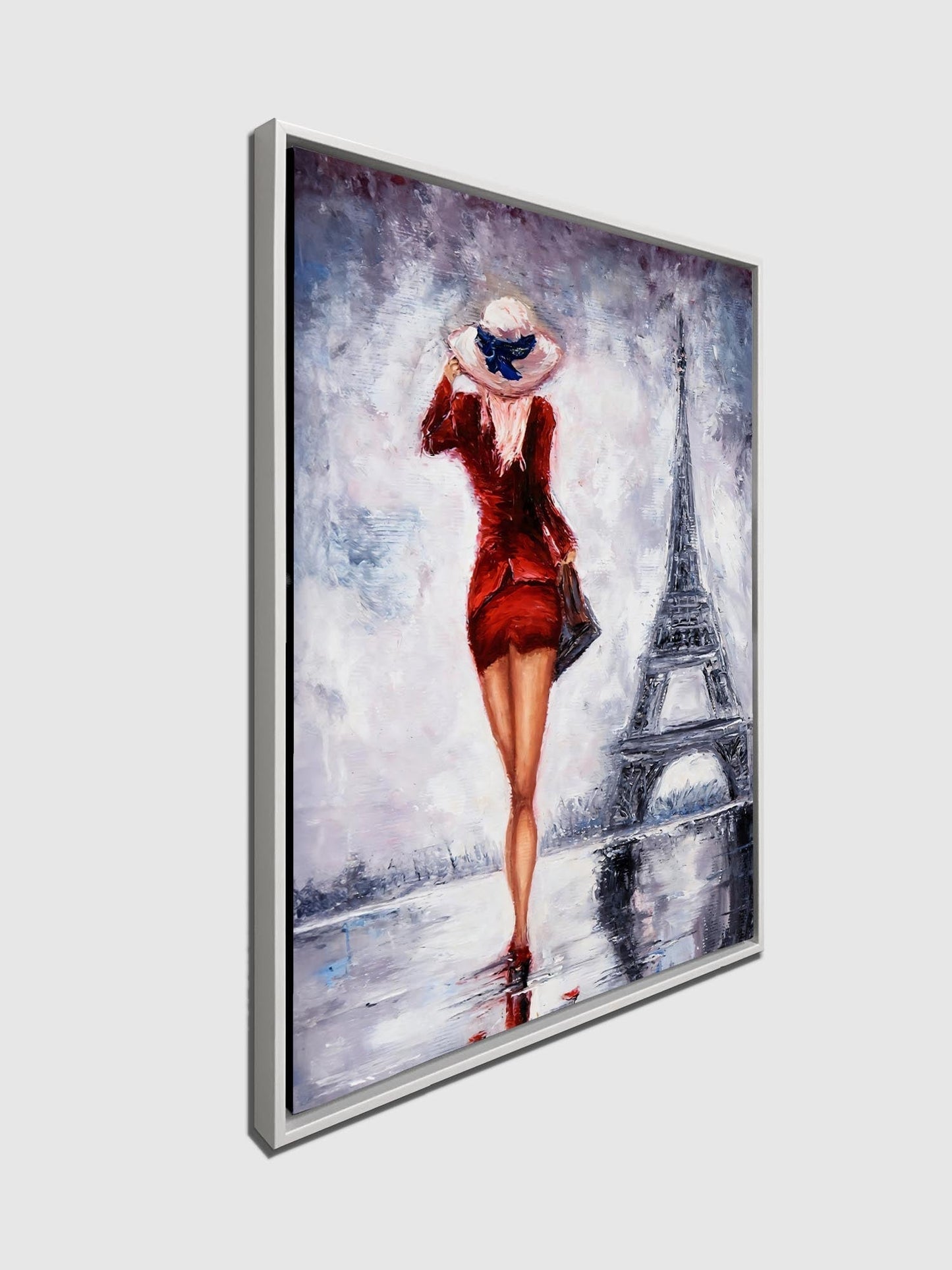 Wandbild Mädchen Eiffelturm-Kunstdruck-Wanddekoration-Abstrakt