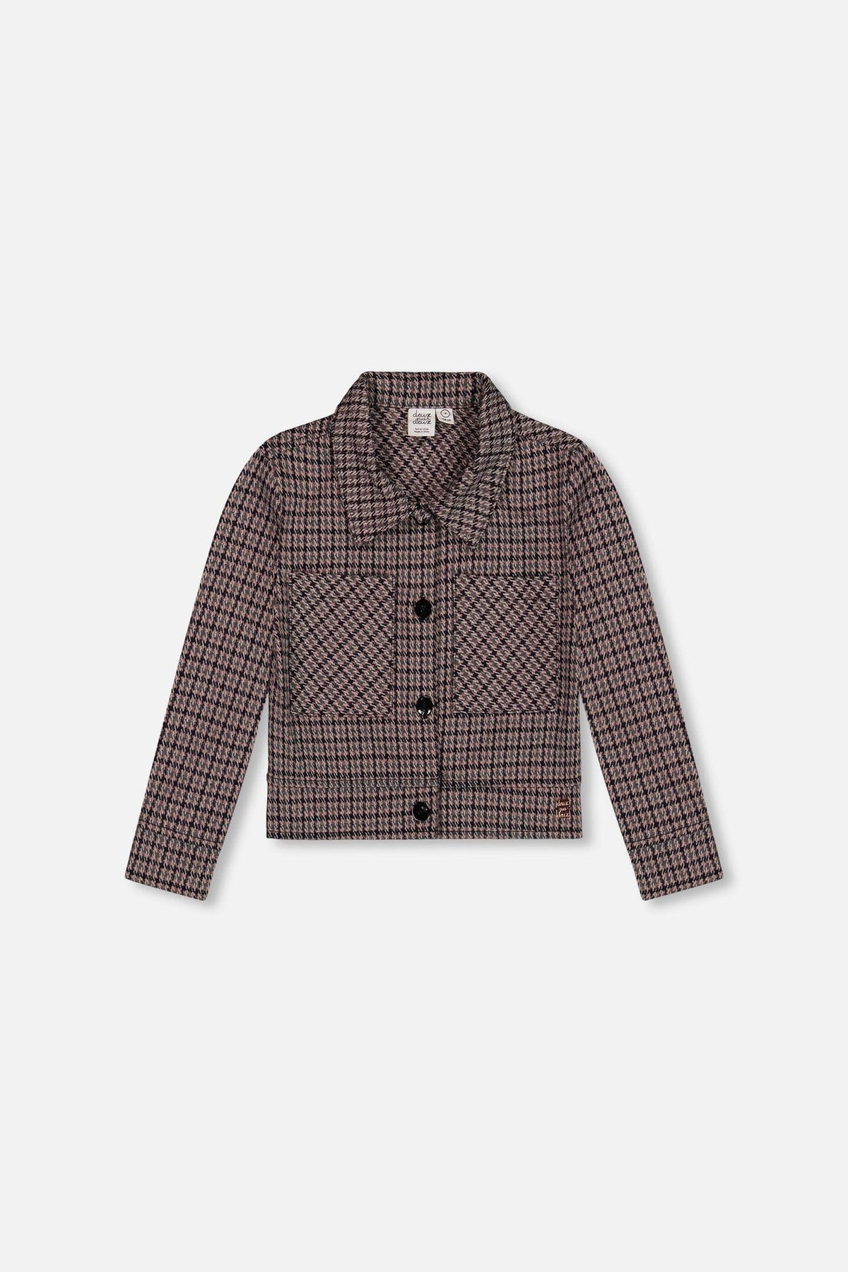 Jacquard Knit Jacket With Houndstooth Pattern