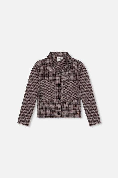 Jacquard Knit Jacket With Houndstooth Pattern
