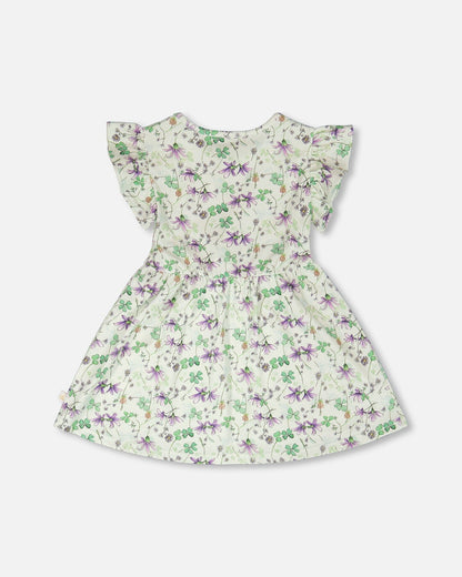 Jersey Dress Green Printed Flowers