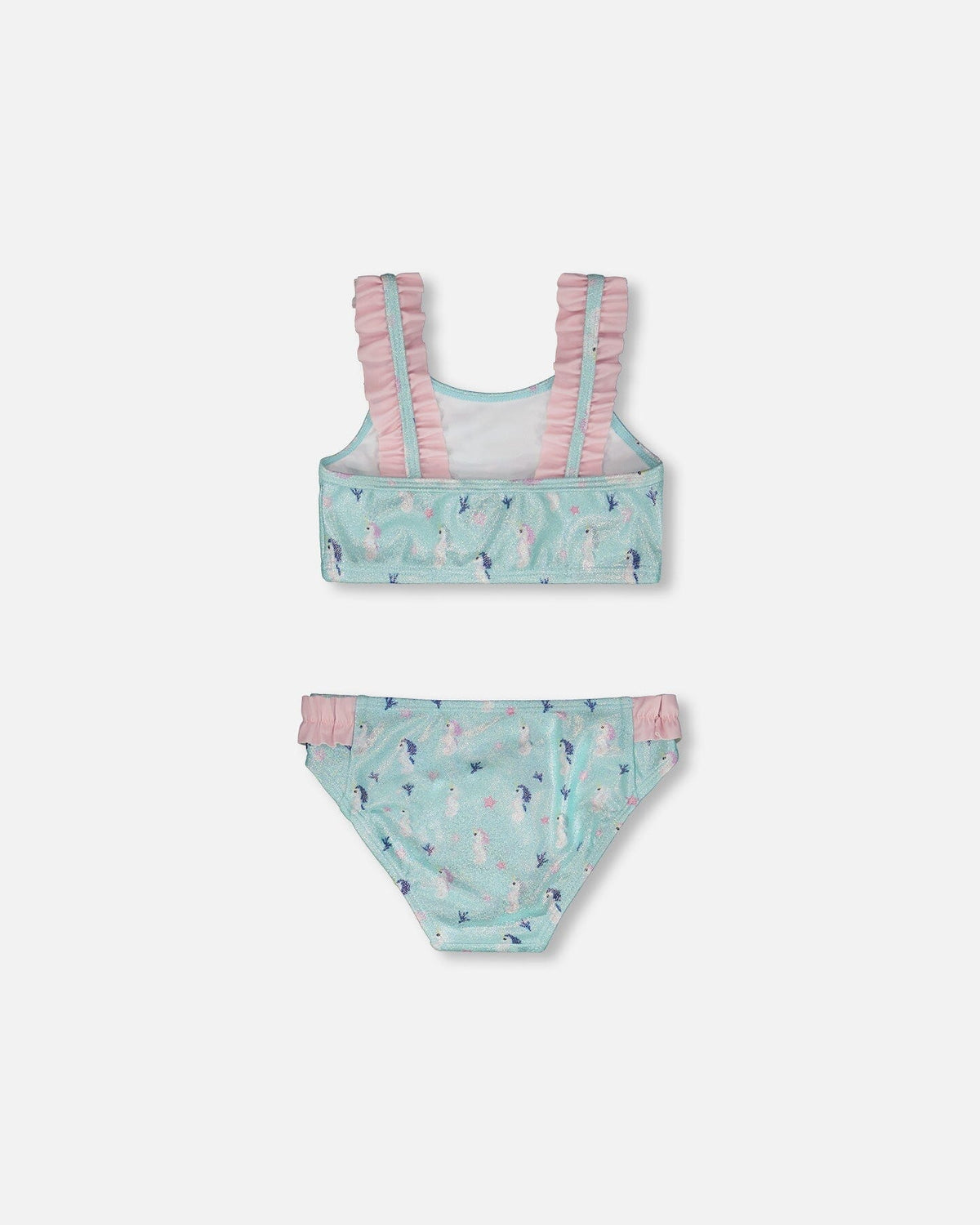 Two-Piece Swimsuit Blue Seahorse Print