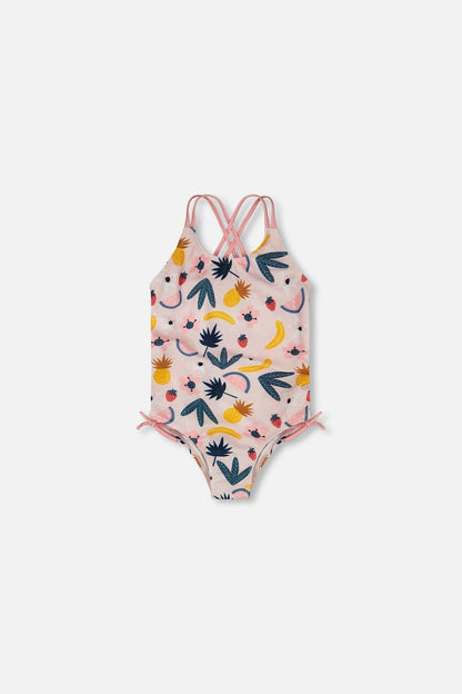 One-Piece Swimsuit Pink Printed Fruits