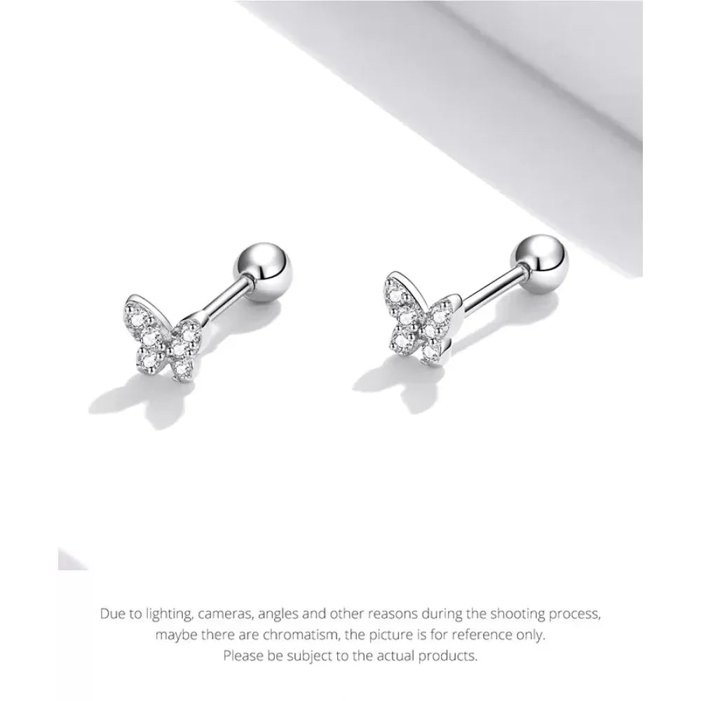 925 Sterling Silver Star And Butterfly Stud Earrings - Delicate And Fine Jewelry
