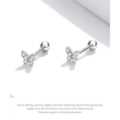 925 Sterling Silver Star And Butterfly Stud Earrings - Delicate And Fine Jewelry