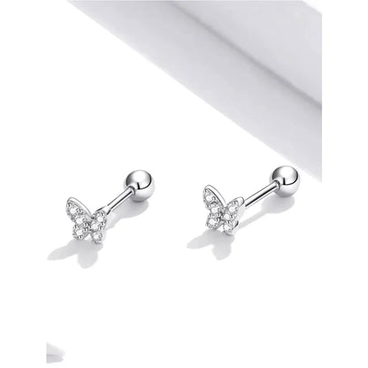 925 Sterling Silver Star And Butterfly Stud Earrings - Delicate And Fine Jewelry